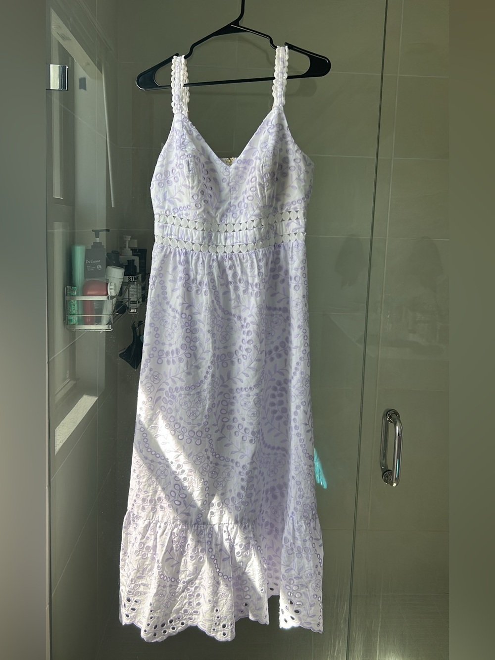 Lilly Pulitzer size 4 Lavender Floral Eyelet Dress - Lightweight Summer Midi